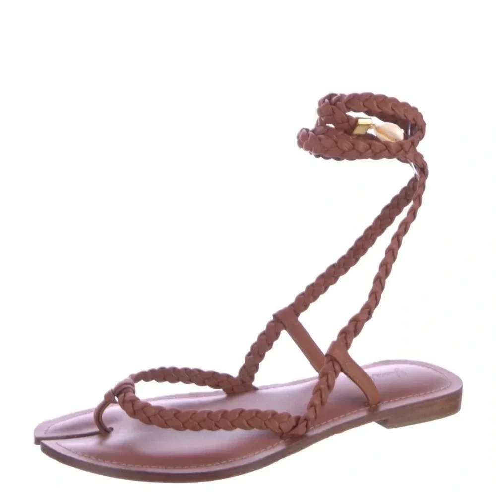 Johanna Ortiz Leather Braided Accents Gladiator Sandals
